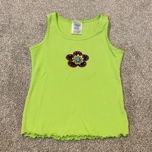 Girls Green Floral Tank Top